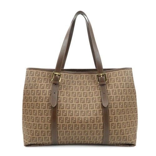 Fendi Zucchino Tote Bag Shoulder Bag Brown PVC Leather 8BH238 Auth Used