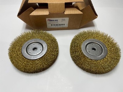 2x of Weiler #01475 6'' Narrow Face Crimped Wire Wheel .0118'' Brass Fill, 5/8-1/2