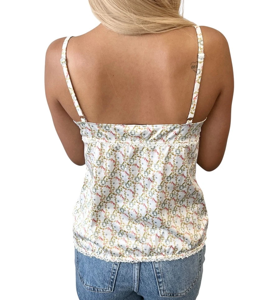 Top camisola satinada estampado floral vintage Christian Dior #40 poliéster multicolor Foto 4 de 4