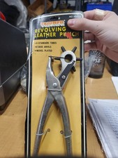 Deluxe Revolving Leather Hole Punch Tool 6 Punch Sizes Vtg