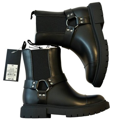 Art Class Kids Crosby Black Harness Biker Boots Lug Sole Size 13 NWT