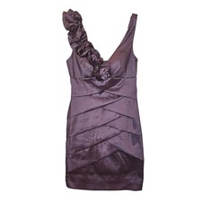 Y2K Xscape Cocktail Mini Dress Purple Satin Rosette Tiered Sleeveless NWT Sz 10