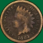 1864-L Indian Head Cent Very Good VG Coin, Corrosion #35910