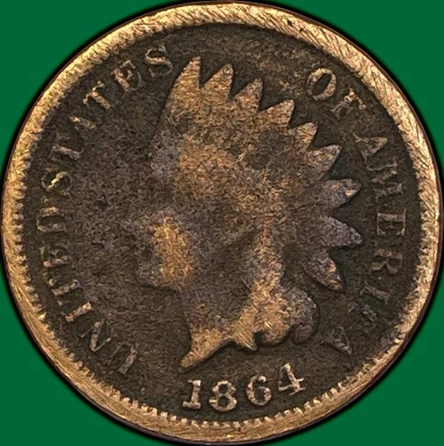 1864-L Indian Head Cent Very Good VG Coin, Corrosion #35910