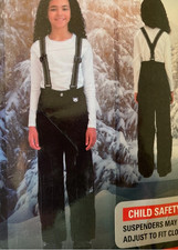 NEW GERRY BLACK YOUTH PERFORMANCE SNOW PANTS WITH SUSPENDERS L 14/16 GIRLS