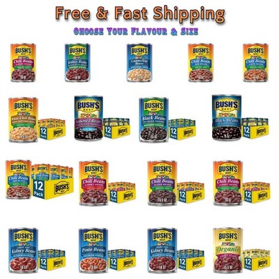 BUSH'S BEST Canned Kidney Beans, Gluten Free (Select Your Flavor & Size)