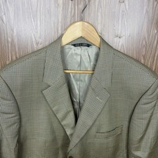 Stafford Sport Coat Mens 46R Beige Multicolor Houndstooth Wool Double Vented