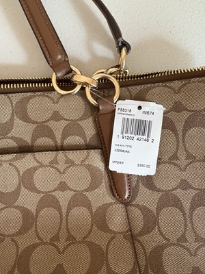 COACH F58318 Ava Women's Signature Tote Handbag - Brown/Black for
