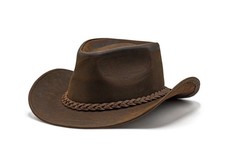 Men and Women Brown Genuine Leather Cowboy Western Hat Unisex Real Leather