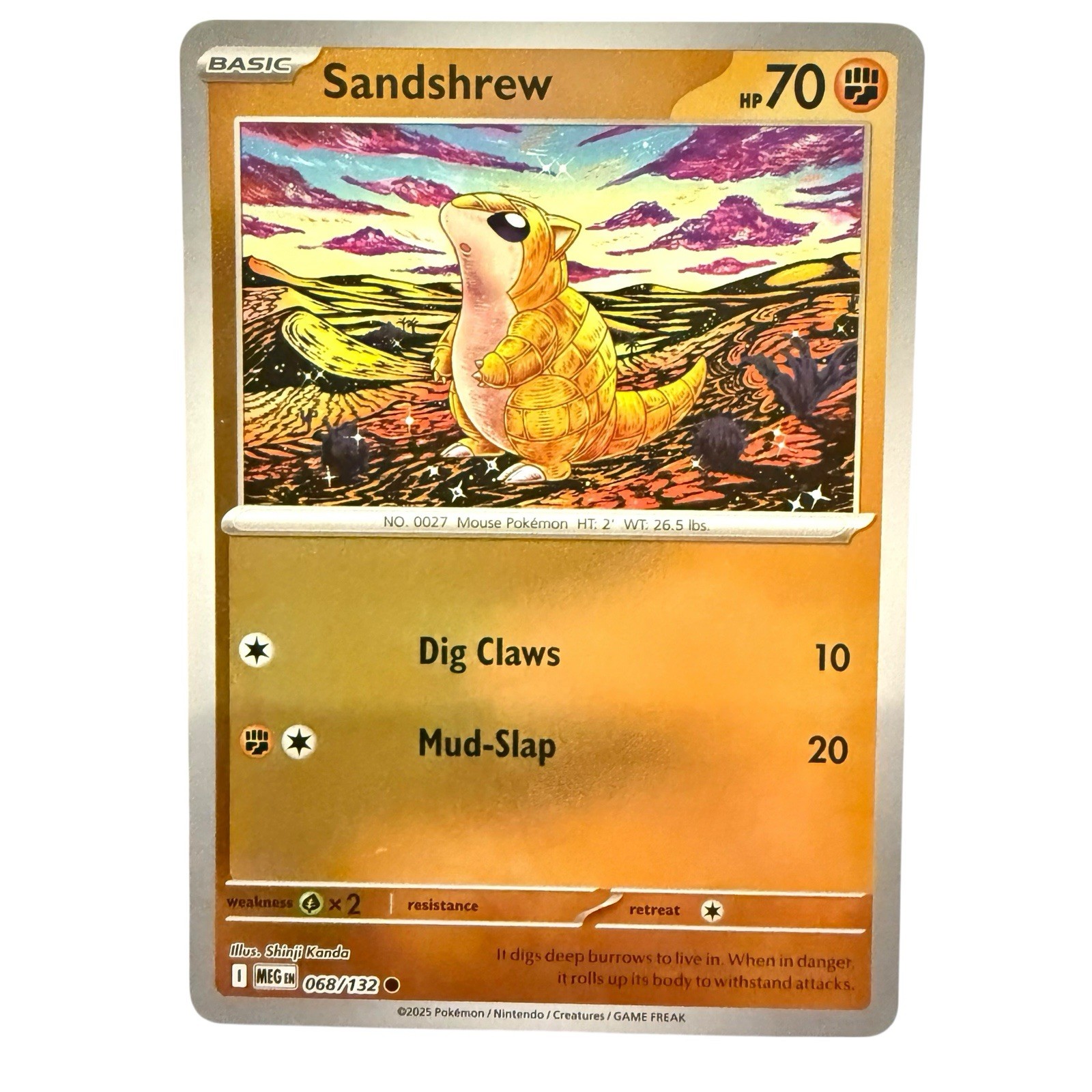 Sandshrew 068/132 Me01: Mega Evolution Reverse Holo Near Mint
