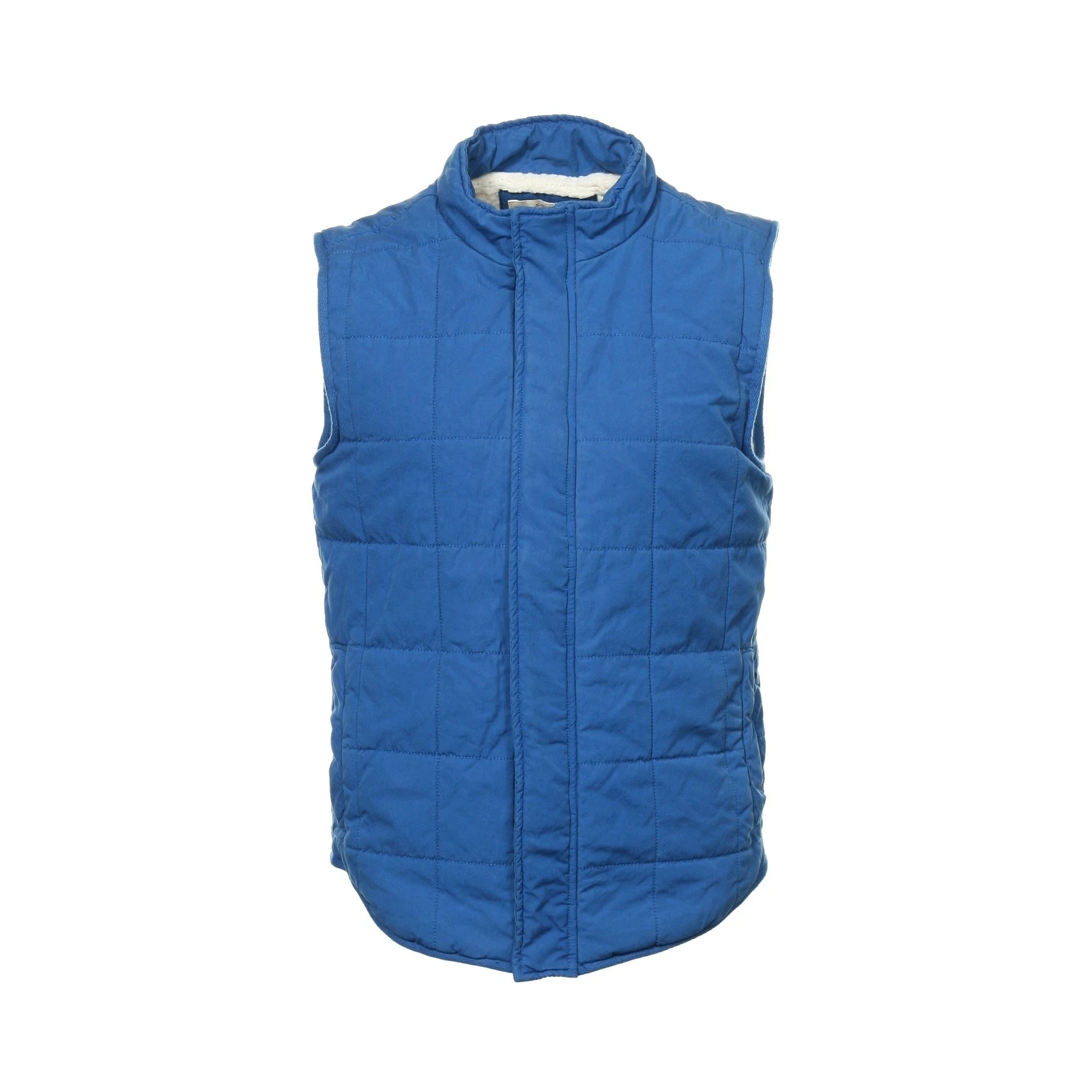 Splendid Mills Mens Puffy Vest Blue 100% Cotton Solid Full-Zip Quilted Outdoor