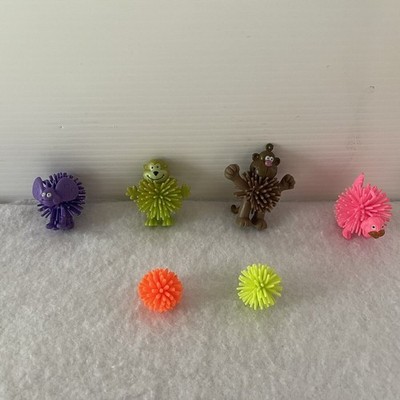 Mini Koosh Ball Lot of 6 Monkey Spiky Animals Desk Toy Fidget Vintage 