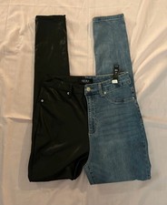 Trending Akira Faux Leather Denim Pants Size 15 Split Leg Colorblock