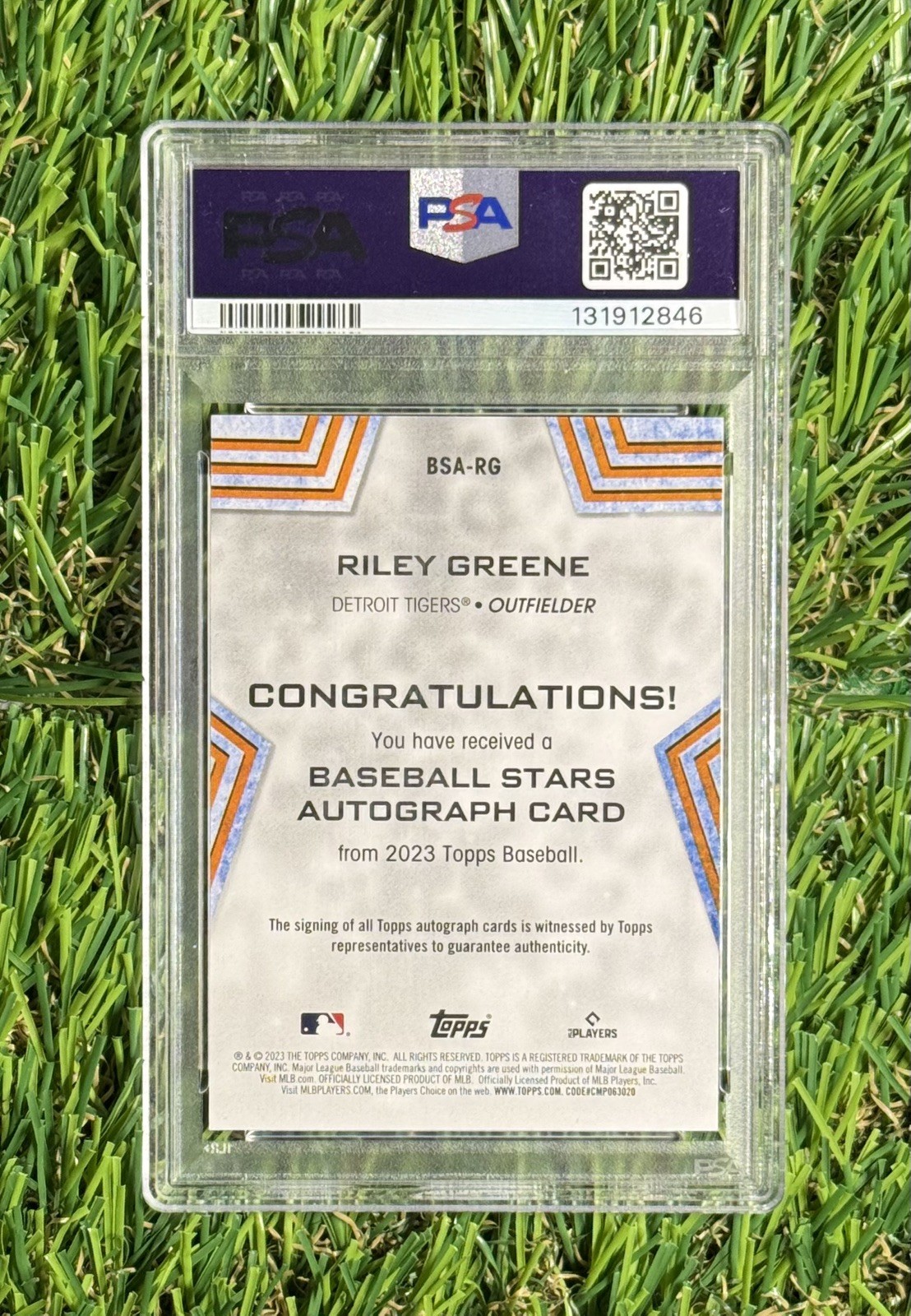 2023 Topps Riley Greene /25 Red Baseball Stars Auto RC PSA 9 RED Tigers #BSA-RG  view 2