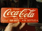 Rare Vintage Coca Cola Porcelain Metal Beverage Soda Gas Station Sign Coke Cola