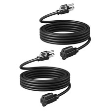 15 Ft. 14/3 SJTW Indoor/Outdoor Extension Cord with 3 Prong, Black 2-Pack 