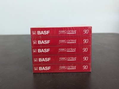 BASF Ferro Extra I 90 Minute Blank Cassette Tape 5 Pack New Sealed NOS