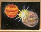 ACEO Original Space Planet #1 Oil Pastel & Acrylic  Glitterarcadestudio — photo 1