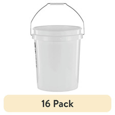 (16 pack) 5 Gallon Round Utility Bucket, Comfort Handle, Plastic, White, PN0149