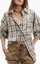 Free People Ashley Oversize PlaidCotton Button-Up Shirt SizeMedium NWT