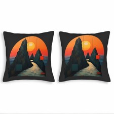 Set of 2 18x18in Throw Pillow Covers - Serene Mountain Landscape Design