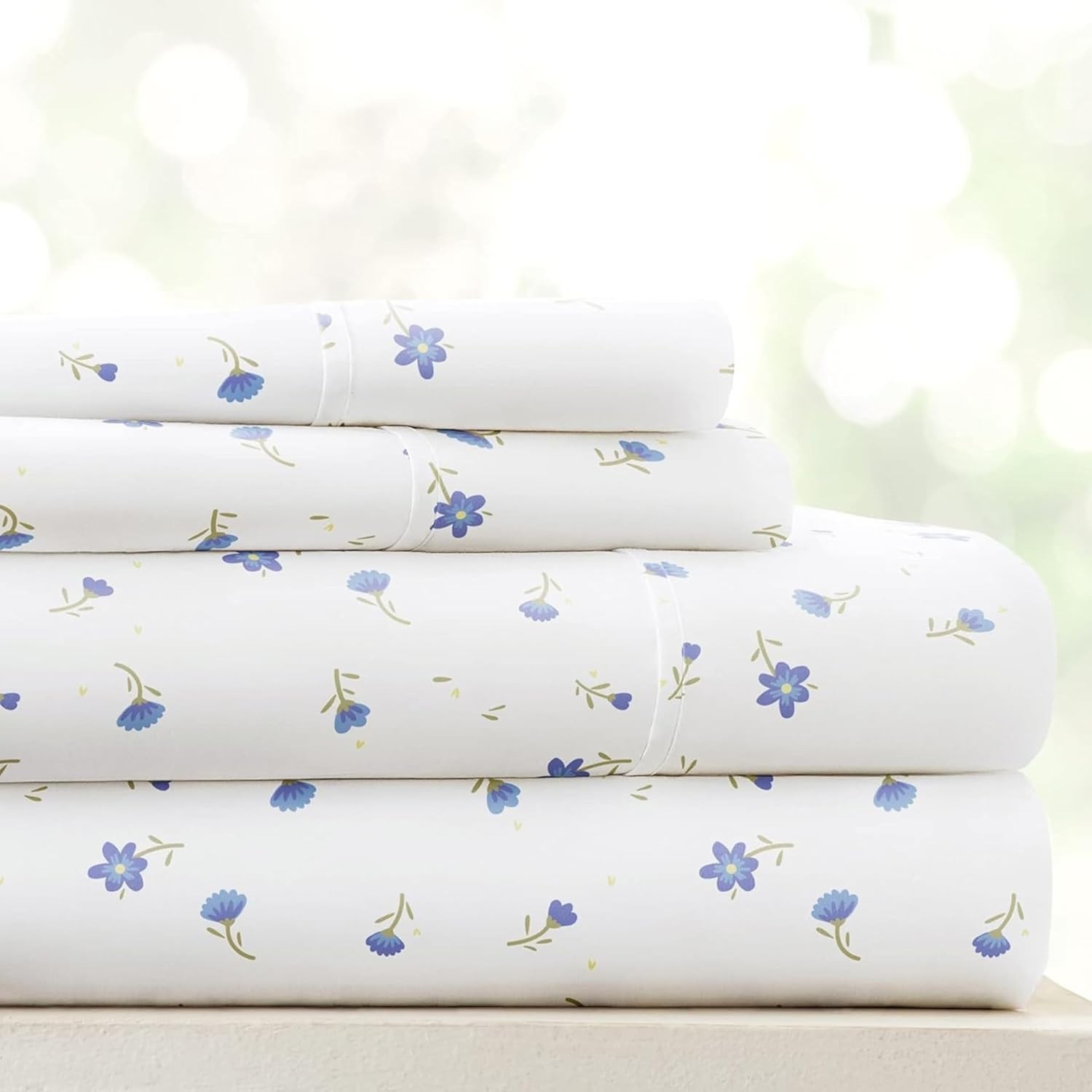 Double-Brushed Patterned Microfiber Queen Sheet Set 4 Piece – Oeko-TEX Certif...