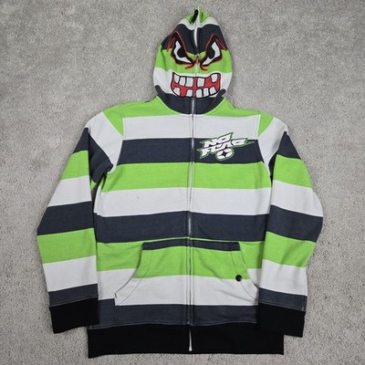 No Fear Youth XL Jacket Monster Face Zip Up Hoodie Sweater Green