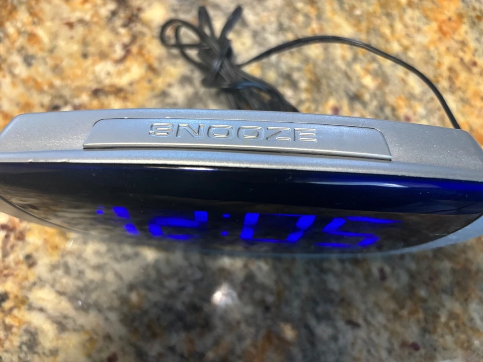 Equity Blue Color Digital Alarm Clock Gray Black Blue - Image 3 of 4