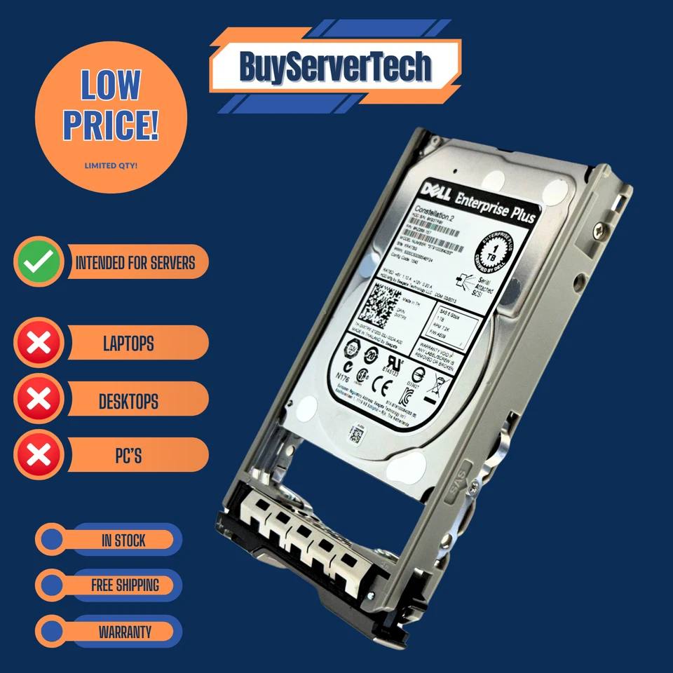 Dell ST91000640SS 1TB 7.2K 2.5" SAS 6Gb/s HDD 0VXTPX + Tray | Verified | 1YR - Image 2 of 4