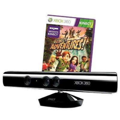 Xbox 360 Kinect Sensor Black with Kinect Adventures