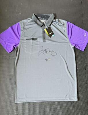 Rory McIlroy Signed Autographed Gray/Purple Nike Polo Golf Shirt
