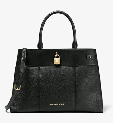 NWT Michael Kors GRAMERCY LARGE EW SATCHEL Pebbled LEATHER Crossbody Black