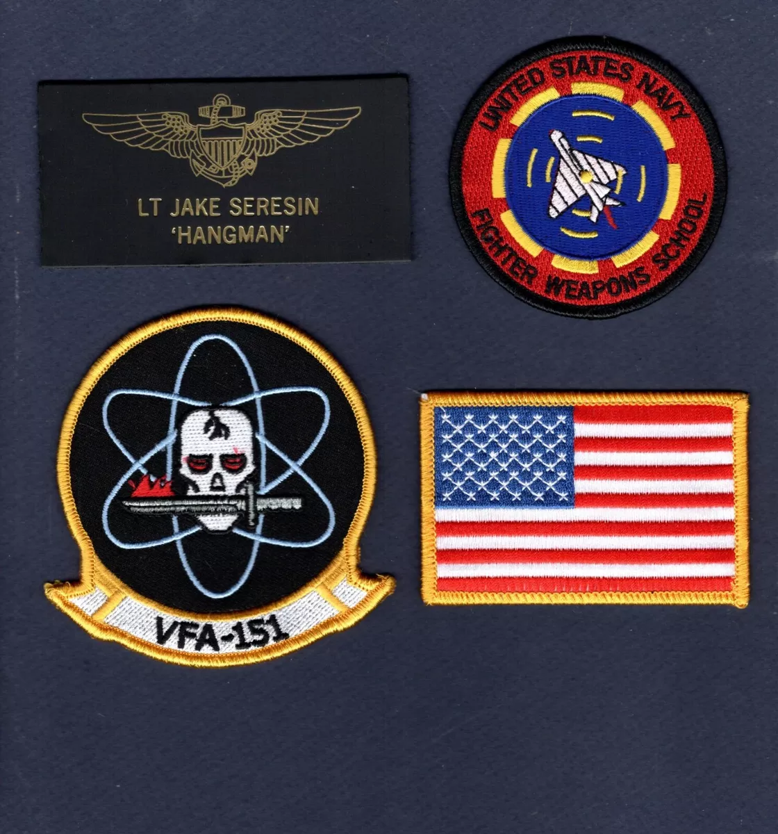 Jake HANGMAN Seresin TOP GUN Maverick Movie Name Tag Squadron Patch Set of  4