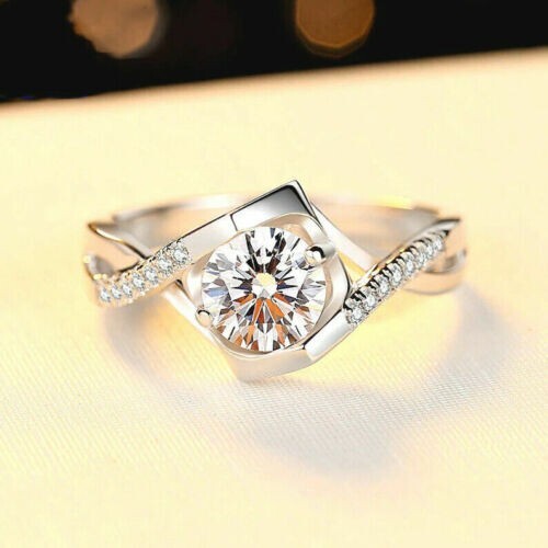MomentWish Anello Per Uomini Verlobung, 0.5Carat Moissanit DiamantVersprechen Ring, VVS1 D Farbe 925 Sterling Silber, Verlobung Hochzeit EheringRing Für Män Größe-67