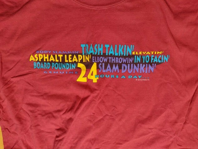 Vintage Sun Sportswear Hoop Head Any Questions Basketball 90s T Shirt Size XLT