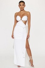 The Perfect White Maxi Strapless Dress With Tie/Braided Waist HOT 🔥