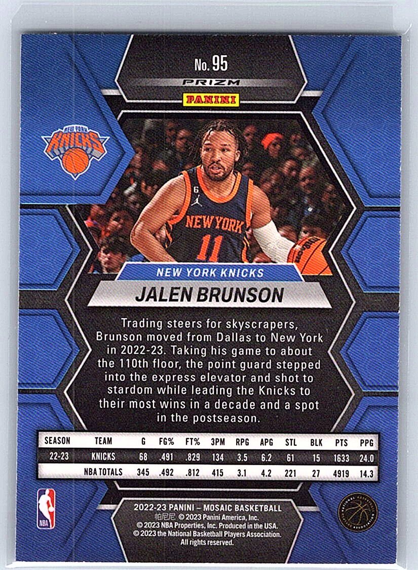 Jalen Brunson 2022-23 Panini Mosaic #95 Basketball Card New York