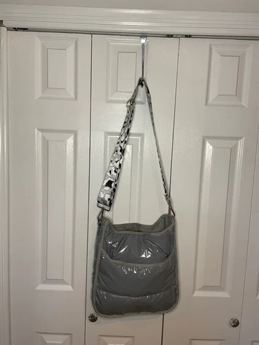 AHDORNED Nylon Puffy Crossbody with Fashion Strap Liquid Gray