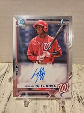 2021 Bowman Chrome 1st Jeremy De La Rosa Auto Nationals ROOKIE RC Autograph C2