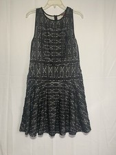 Vince Camuto Black Guipure Lace Fit And Flare Elegant Dress Medium Sleeveless