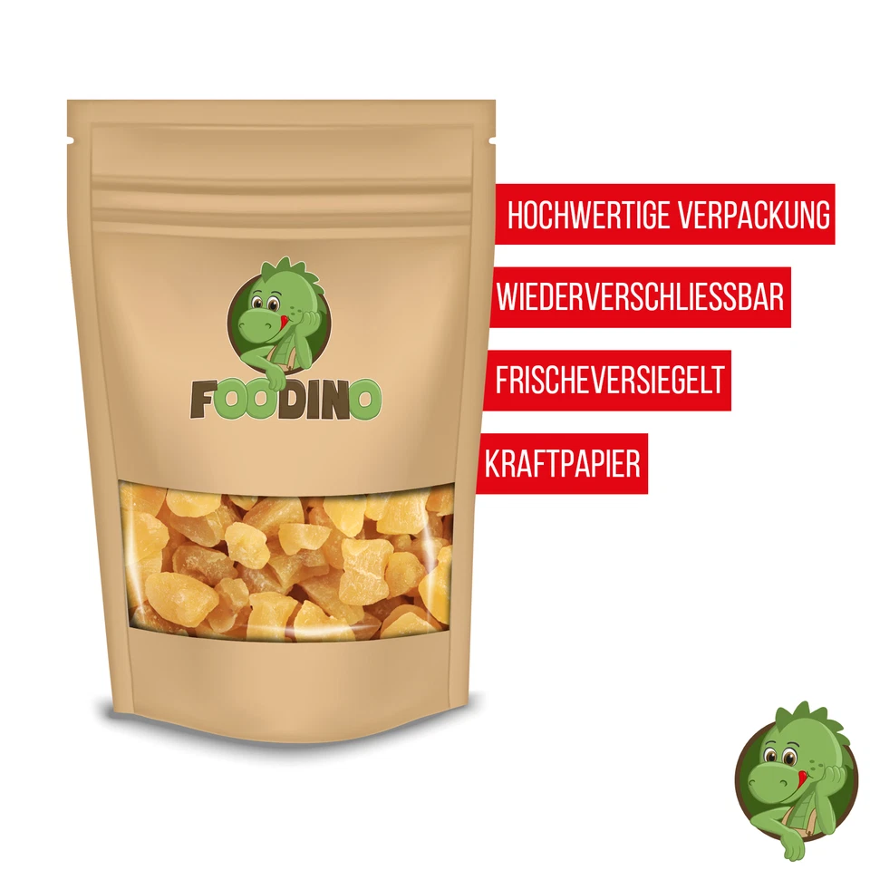 Ingwer Stücke getrocknet leicht kandiert 1kg Ingwerstücke ungeschwefelt Premium - Bild 3 von 3