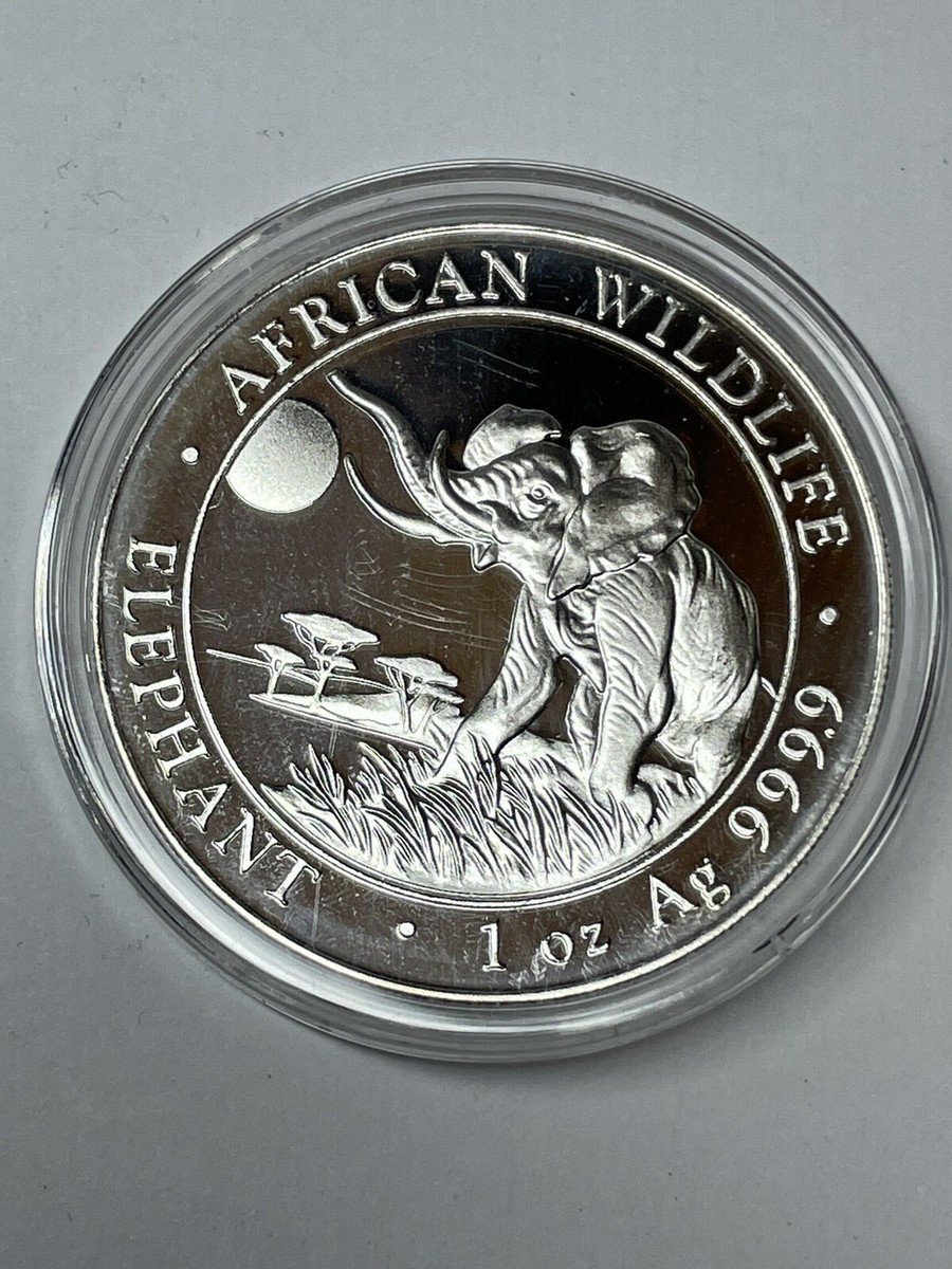 2016 Somalian African Elephant 1 Ounce .999 Fine Silver Coin