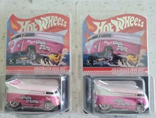 Hot Wheels RLC Volkswagen Drag Bus both Card variations  pink and white VW logo