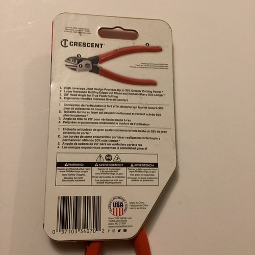 NUOVO! Crescent Tools Pinza da taglio diagonale 6" serie Z2 impugnatura in gomma Z5426 - Foto 3 di 4