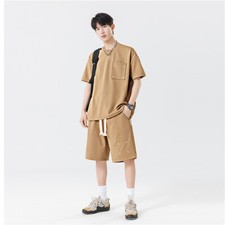 Mens Tracksuit 2-Piece Set Short Sleeve T Shirt Shorts Sweatsuit Outfit Set