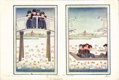 PC WILLEBEEK LE MAIR KÜNSTLER SIGNIERT, DIE ENTEN, VINTAGE POSTKARTE (b2848)