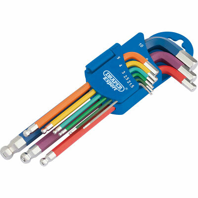 Draper Expert 9-teiliges langes Kugelkopf-Sechskantschlüssel-Set 1,5 - 10 mm 66132
