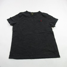 Polo Ralph Lauren Shirt Mens Large Short Sleeve Black Lightweight Custom V Neck