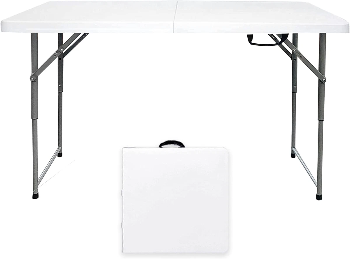 4 Foot Folding Table Adjustable Height 4Ft Foldable Portable