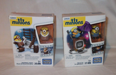 MEGA BLOKS Minions -LOT OF 2- ''Silly TV'' & ''Snowball Fight'' New in sealed boxes!